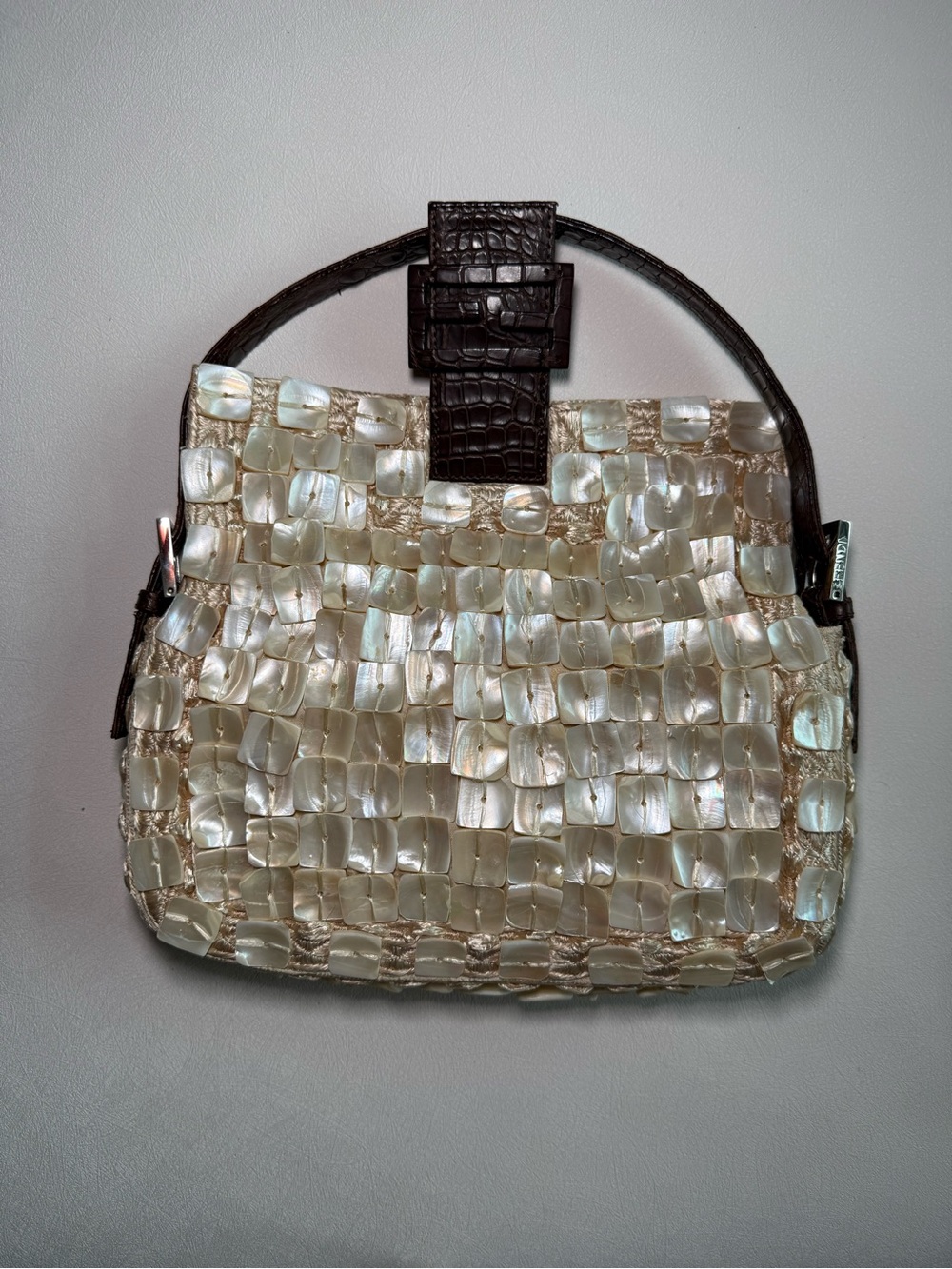 Vintage Fendi Mother of Pearl Baguette Bag w Crocodile Trim - Picture 4 of 11